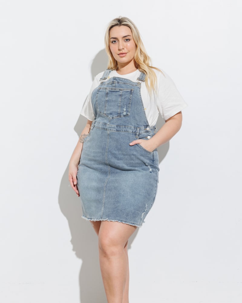 Plus denim overall dress top